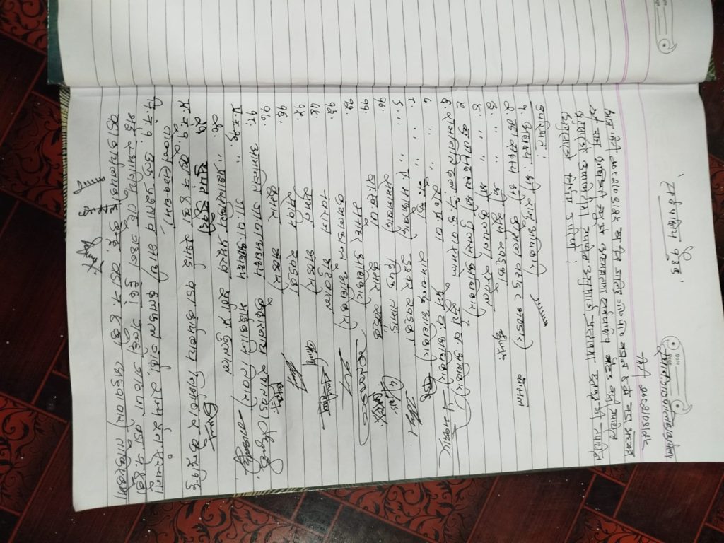 वडा समितिको माइनुट